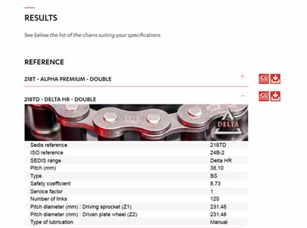 SEDIs chain selector - Results details